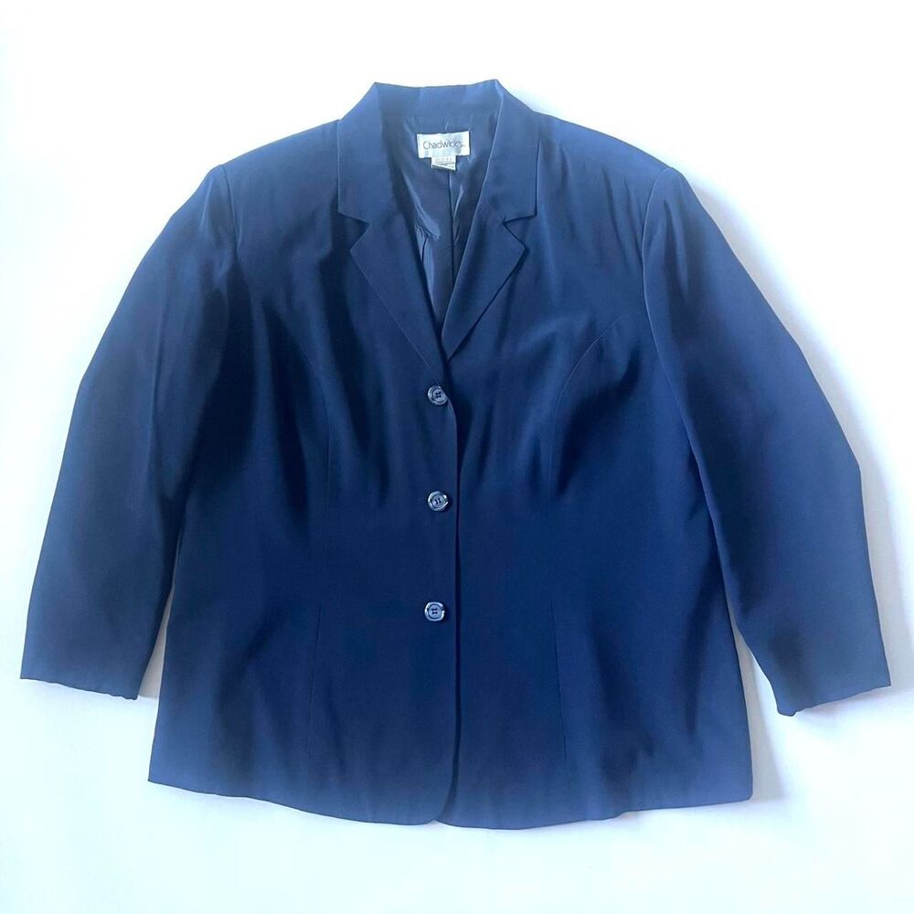 Navy blue silk Chadwick's blazer jacket